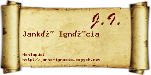Jankó Ignácia névjegykártya
